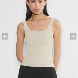 Aritzia Babaton Sculpt Knit Squareneck Tank - Matte Pearl Light Beige